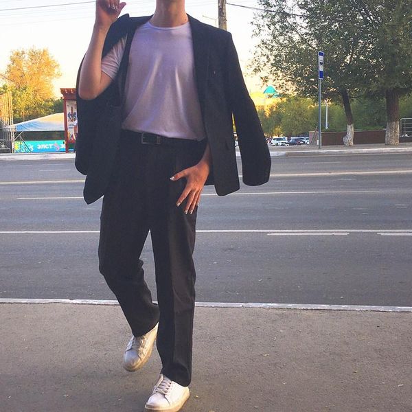 

men's pants wide leg solid trousers men straight tube hong kong wind loose casual student drape sense black suit