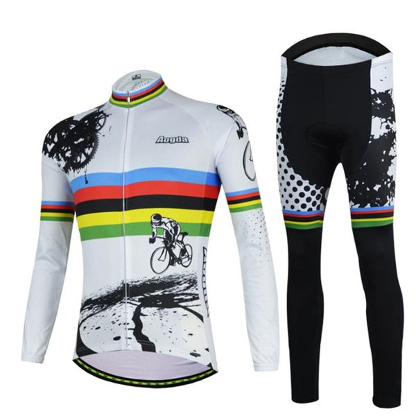 

racing sets aogda white bicycle clothing set men summer cycling suit long sleeve bike clothes wear outdoor breathable ropa ciclismo, Black;blue