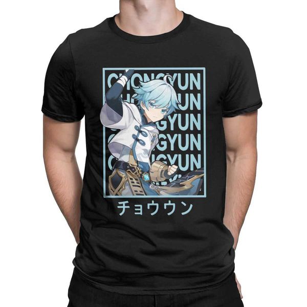 Männer Chongyun Genshin Impact Anime Game T-Shirts reine Baumwollkleidung verrückte Kurzarm Runde Hals-T-Shirt-Hemdgeschenk-Ideen T-Shirts Y0901