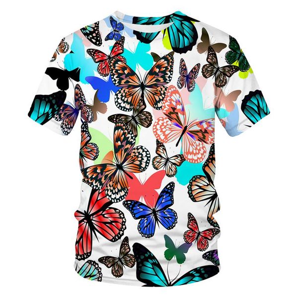 

men's t-shirts 2021 summer short-sleeved t-shirt 3d printing butterfly picture round neck pullover and casual streetwear fashion, White;black