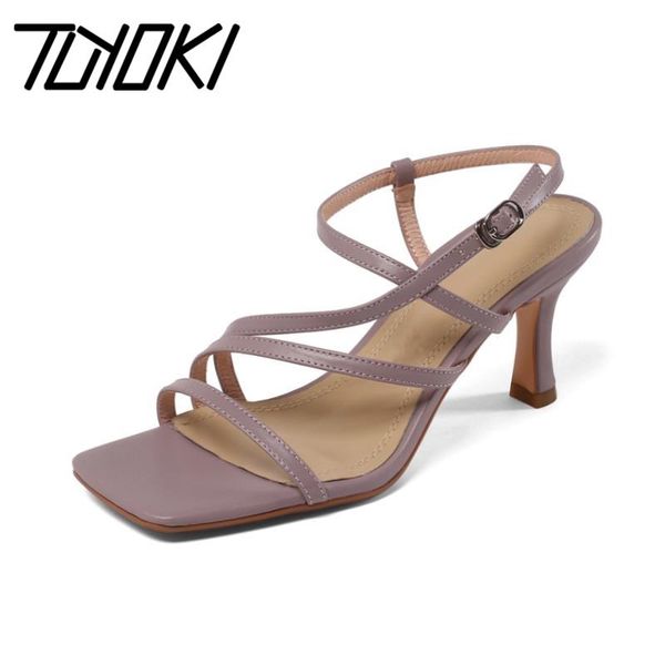 

sandals tuyoki women high heel real leather thin summer shoes fashion party wedding size 34-39, Black