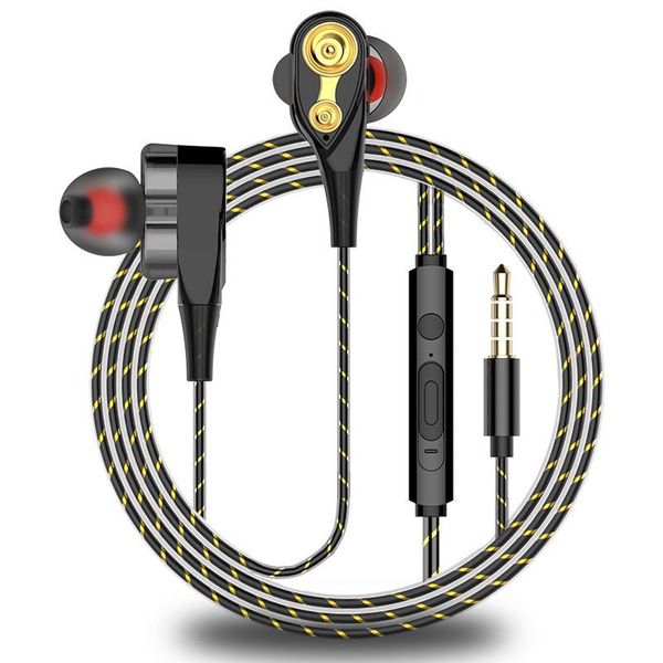 

headphones & earphones sport earphone wired super bass 3.5mm earbud with built-in microphone hands dual-dynamic quad-core speaker heads