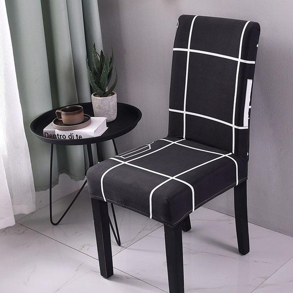 

chair covers 24style classic black plaid spandex slipcover removable anti-dirty kitchen seat dining office el cover