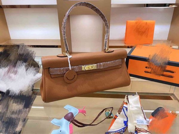 

factory outlet summer vertical square middle three dimensional bag lock single solid color soft handle brown litchi pattern