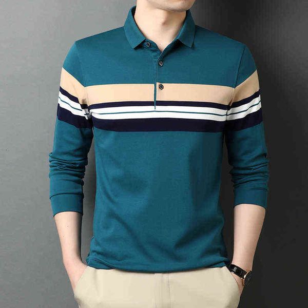

warm friend 2021 autumn lapel long sleeve cotton t-shirt bottomed shirt slim fit middle-aged and young men's comfortable top, White;black