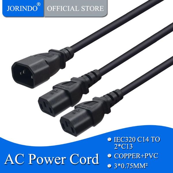

smart power plugs jorindo 2m/6.5ft iec320 c14 to two c13 cable cord,iec320 3 pin male hole female adapter