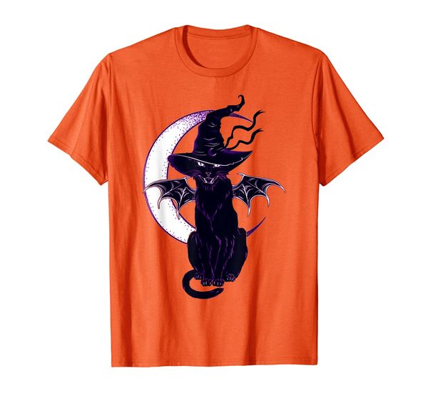 

scary black cat costume witch hat gift for women cat lovers t-shirt, White;black