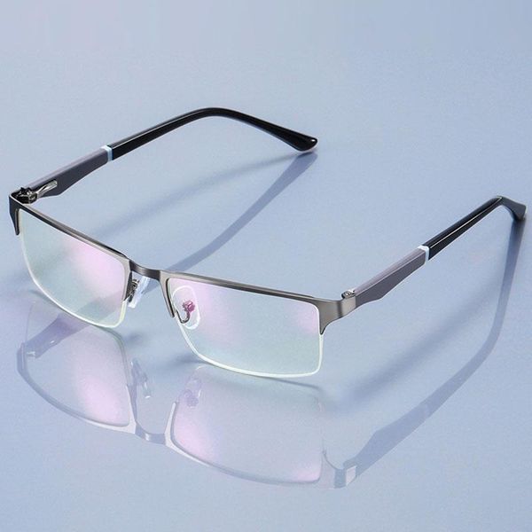 

sunglasses reading glasses for male and female half rim metal frame spectacles ultra light square shape anti-blue, White;black