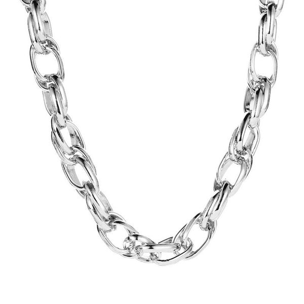 

simple metal thick chain women's necklace exaggerates european and american punk style neck chains, Silver