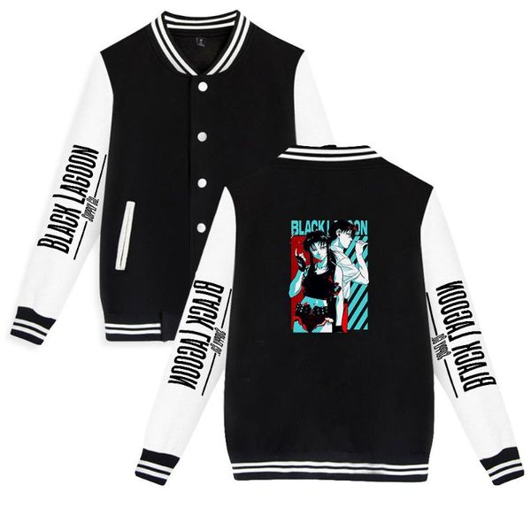 

men's jackets black lagoon anime fashion prints baseball women/men long sleeve jacket casual streetwear clothes, Black;brown