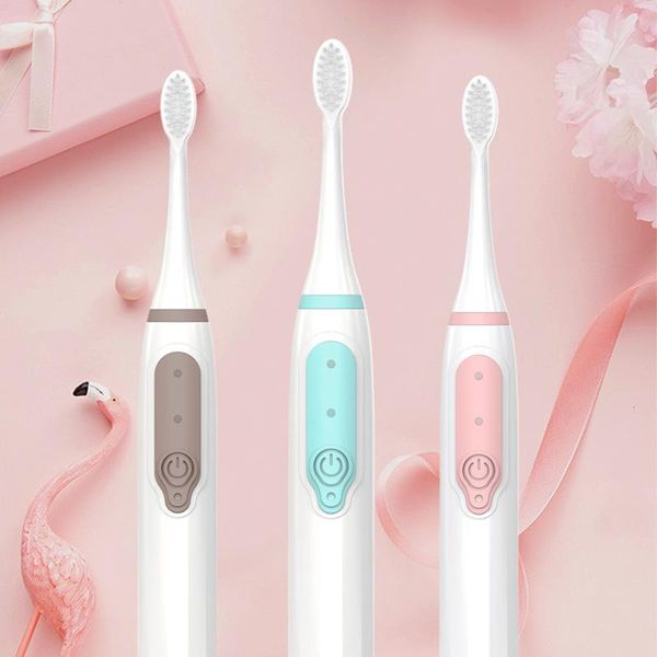 

smart electric toothbrush sonic for adults kid timer ipx waterproof with 2pcs soft fur head replaceable battery
