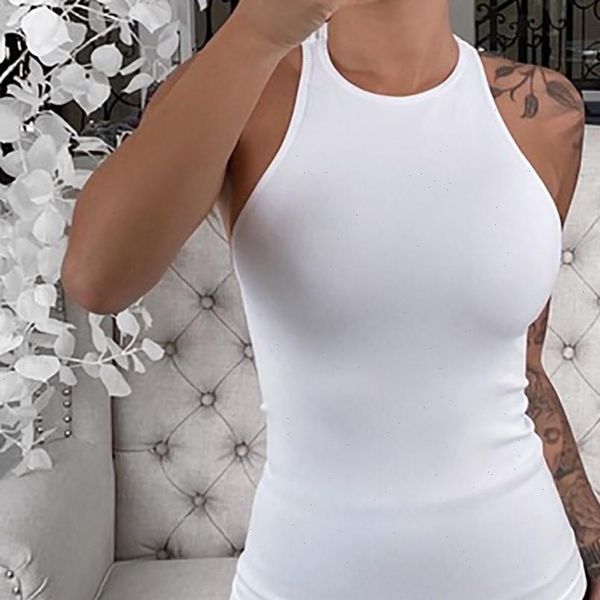 

women tank summer blackless sleeveless solid o neck vest pullover tees basic white black tanks famale clothing