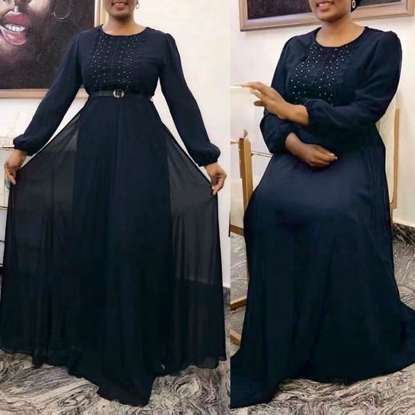 

20212021 new african womens dress elegant beading chiffon gowns muslim abaya moroccan kaftan ankara dashiki maxi dresses attire, Red