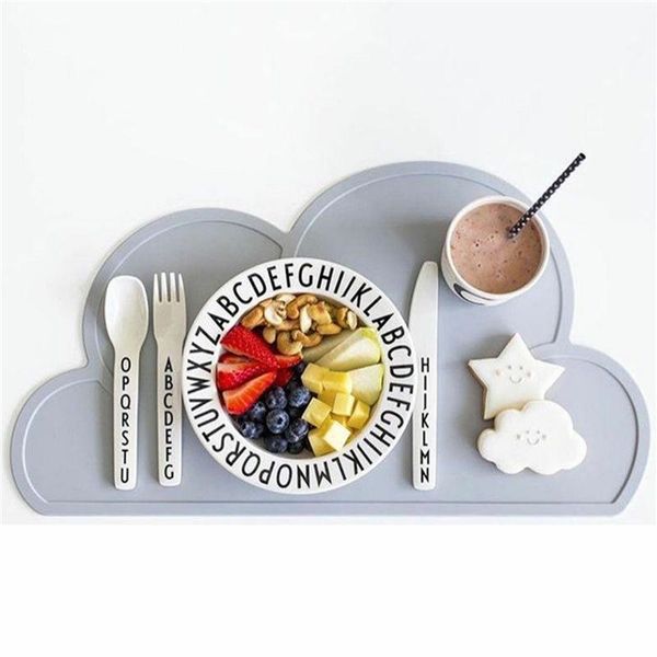 

mats & pads cute cloud shaped silicone placemat fda mat baby kids plate table waterproof set home kitchen 48x27cm