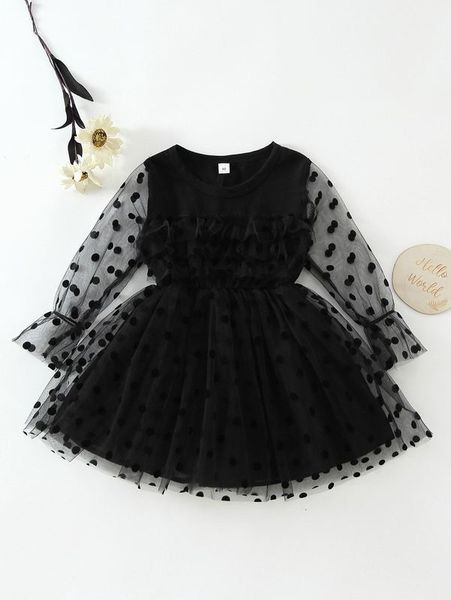 

baby dobby mesh ruffle trim flounce sleeve dress she, Red;yellow