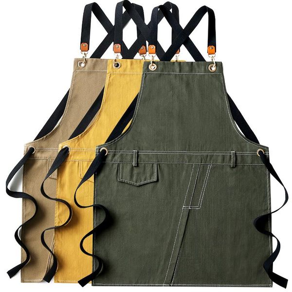 

aprons solid canvas pinafore house cleaning cafe shop cooking baking accessories women men apron kitchen painting