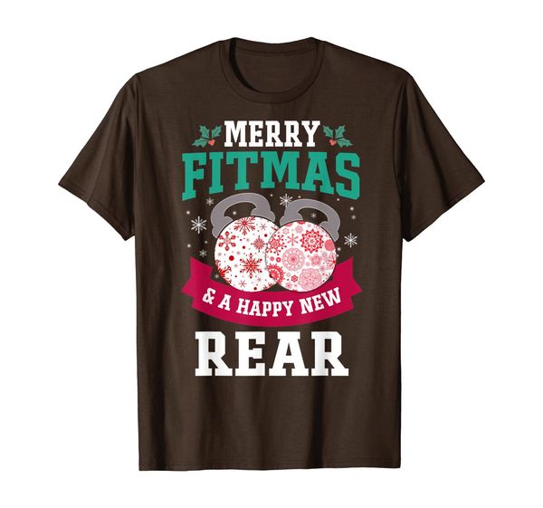 

merry fitmas and a happy new rear funny fitness gift t-shirt, White;black