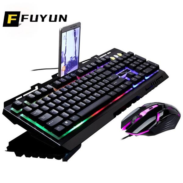 

keyboard mouse combos fuyun gamer kit wired gaming backlight computer mechanical feel keyboards pc backlit game 104 keys f79