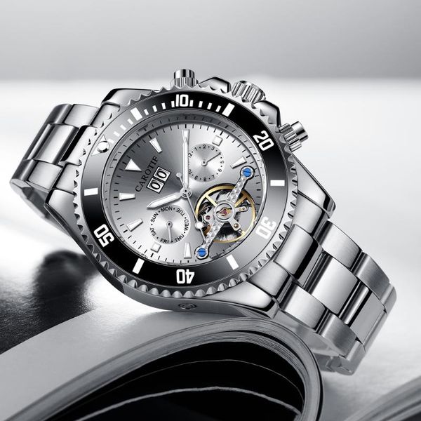 

wristwatches mechanical business watches waterproof calendar automatic wristwatch clockÂ date display for men clock sporting watch, Slivery;brown