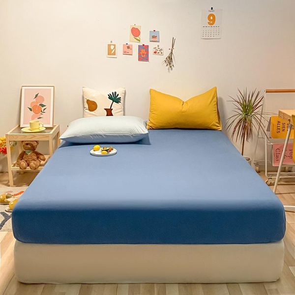 

sheets & sets soft comfort 100% fitted sheet solid color full wrap double bedsheet queen size elastic band bed mattress cover