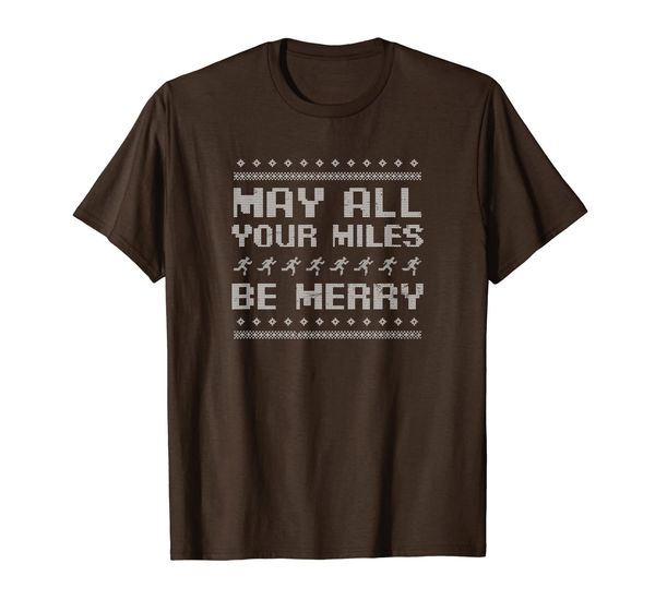 

ugly sweater running design may your miles be merry gift t-shirt, White;black