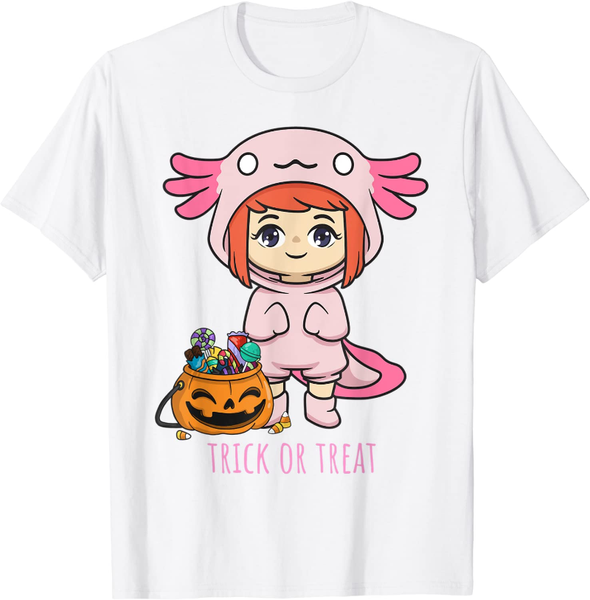 

women's t-shirt funny axolotl halloween costume kids girl trick or treat, White
