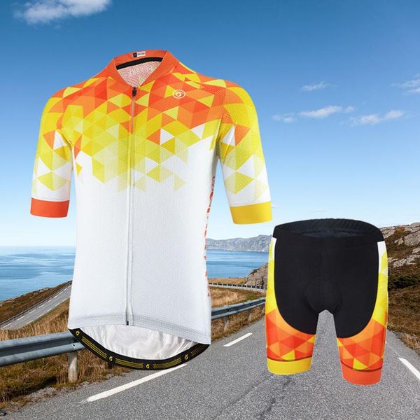 

racing sets 2021 men cycling jersey set 12d gel pad short-sleeve summer clothing mtb road ropa ciclismo maillot yellow, Black;blue