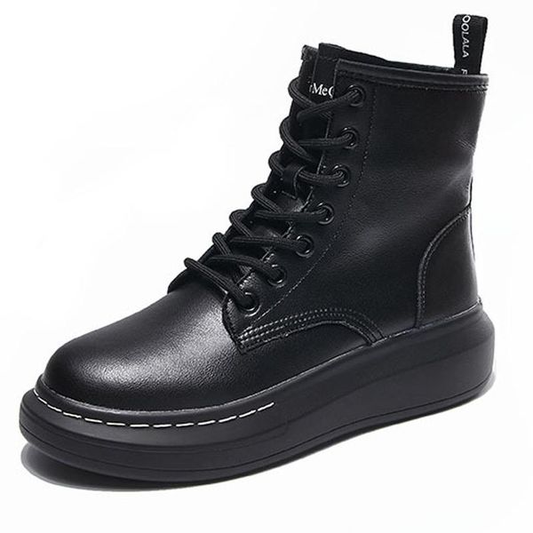 

boots 2021 autumn and winter trend solid color mid-tube women's, Black