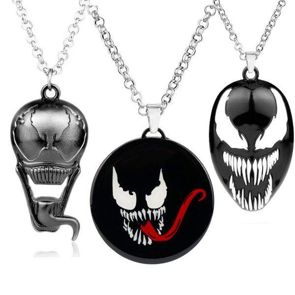 

chains skull mask-shaped necklace men jewelry black metal enamel pendants necklaces fashion accessoris chain, Silver