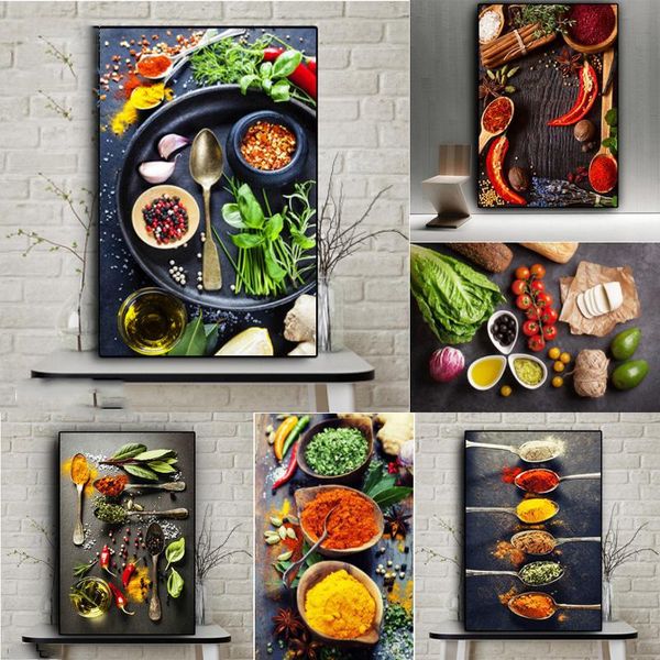 

paintings vegetable grains spices kitchen canvas painting cuadros scandinavian posters and prints wall art picture living room decoration