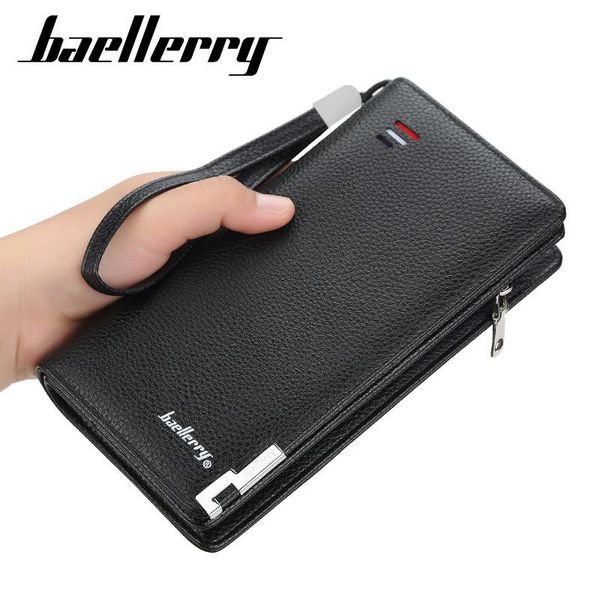 

wallets baellerry phone card holder wallet men zipper business long wristlet big coin male purse clutch money bag brieftasche penazenka, Red;black