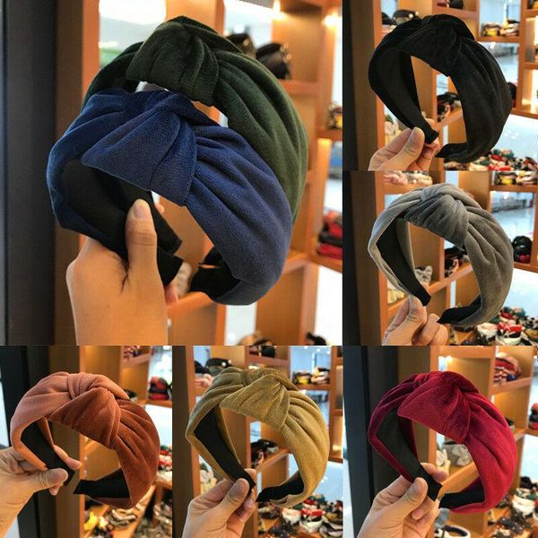 

hair accessories women girl elegant knot plaid headband hairbands holder turban fashion candy color hoop
