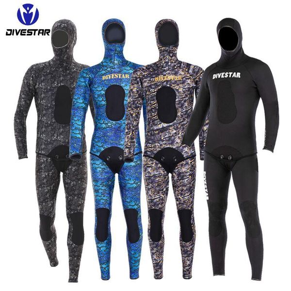 

wetsuits men camo spearfishing 5mm3mm premium neoprene 2-pieces hoodie iving fullsuit for scuba diving snorkeling swim wear
