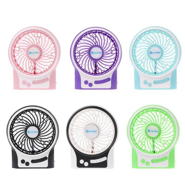 

electric fans lileng rechargeable portable fan, battery operated or usb powered handheld fan with internal and side led light, for