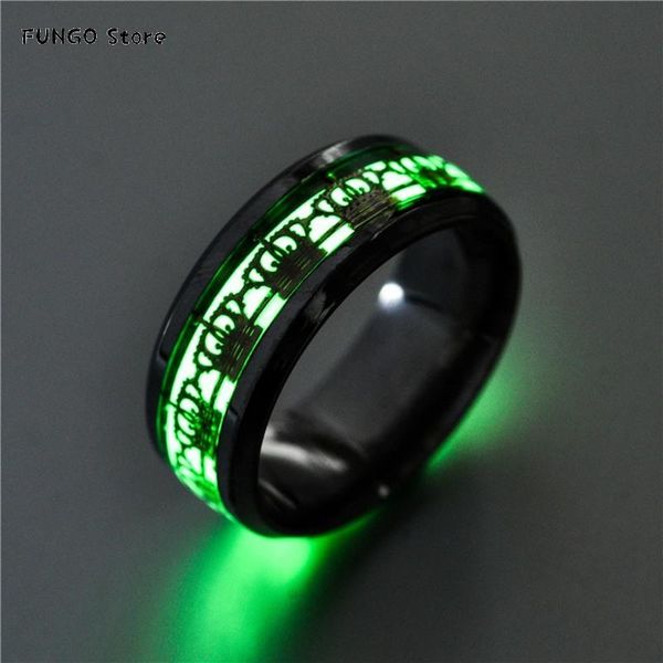 

wedding rings fashion creative luminous crown ring dark gold color jewelry stainless steel tourist souvenir men and women jewel, Slivery;golden