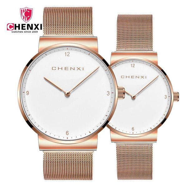 

wristwatches chenxi women's couple watch men's ultra-thin dial simple waterproof fashion business casual mesh strap quartz wa236, Slivery;brown