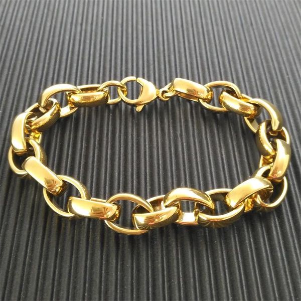 

(b169) men stainless steel classic bracelets 10mm band width link, chain, Black