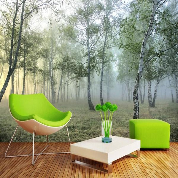 

wallpapers po wallpaper 3d green forest landscape nature murals living room theme el background wall cloth waterproof papel de parede