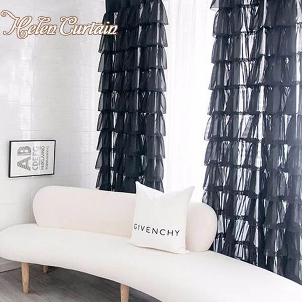 

helen curtain modern cupcakes dress black tulle for living room voile girl sheer window treatments & drapes