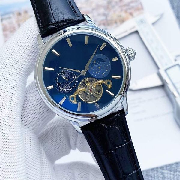 Schweizer Uhr PH02 Automatikwerk 44 mm Herren-Armbanduhr aus Leder mit großem Schwungrad, Legierungsuhren 138342