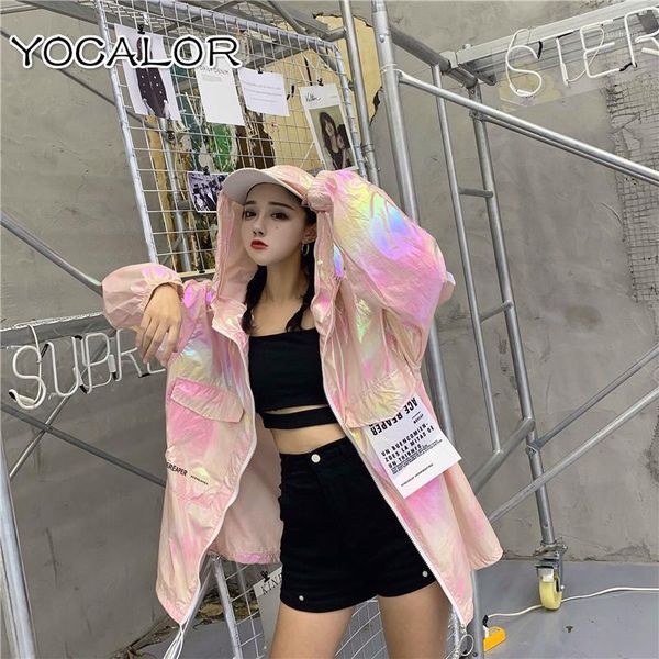 

loose coat harajuku riverdale windbreaker jackets autumn holographic tunic basic women jacket sunscreen clothes1, Black;brown