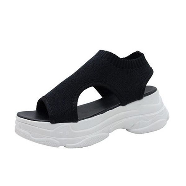 

sneakers peep-toe high heels wedges platform shoes creepers woman casual sandals summer sandalia feminina, Black