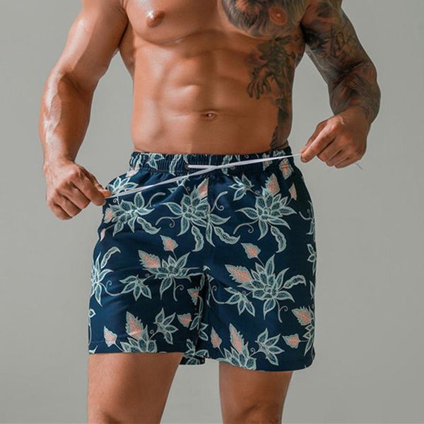 

printed loose sports shorts men holiday beach plus size quick-drying trendy big fitness outdoor running, Black;blue