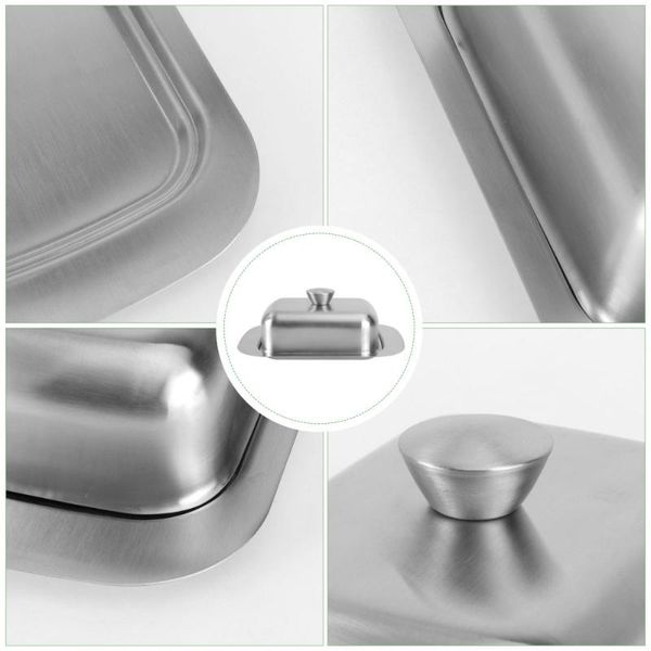 

dishes & plates 1pc safe butter dish storage box container (silver)