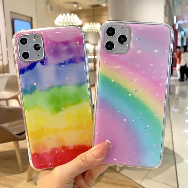LOVECOM Glitter Stars Gradient Rainbow Custodia per Xiaomi Redmi Note 10 10S 9 9S 8 Mi 10T Pro POCO X3 Pro NFC M3 Cover morbida per telefono