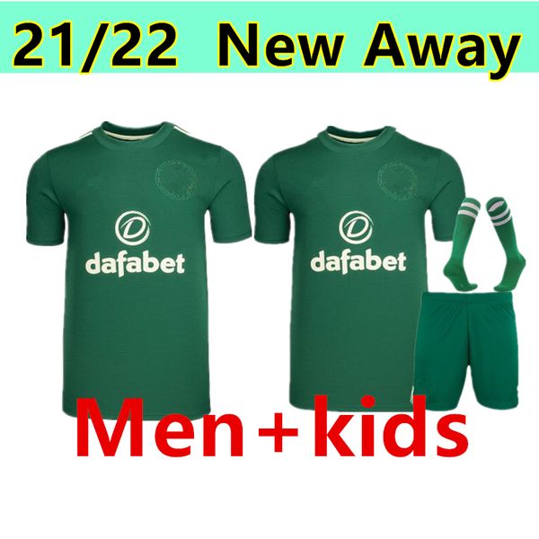 

21/22 celtic soccer jerseys new away green edouard johnston griffiths mcgregor maillots de foot forrest men+kids football shirts uniforms, Black;yellow