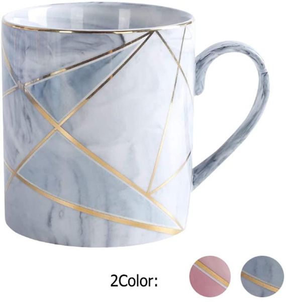 Tazze da 380 ml in marmo tazza da viaggio caffè latte tazze da tè con oro scintillante creativo intarsio rosa colazione decorazioni per la casa