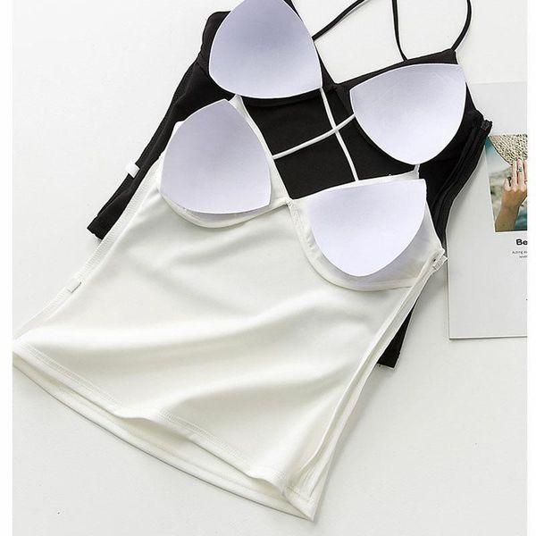 

camisoles & tanks women cotton crop multicolor sleeveless cropped blusas vest tank camisole, Black;white