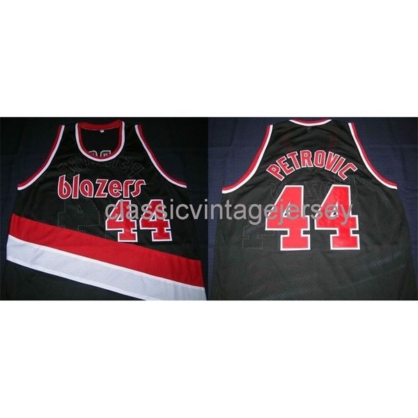 

stitched custom drazen petrovic road classics basketball jersey ncaa men basketball jerseys, Black