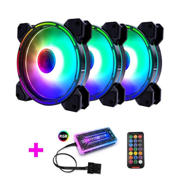 

fans & coolings coolmoon rgb fan with ir remote controller quiet 120mm computer case cpu cooler and radiator